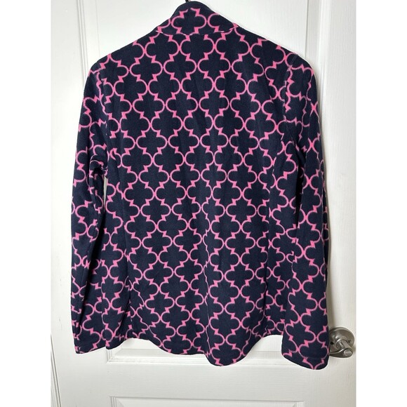 Talbots Fleece Jacket Pink & Navy Women’s Size Medium, Soft With Zip Pockets - Picture 11 of 13